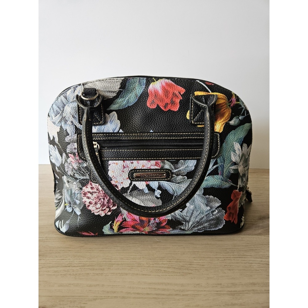 Stone Mountain Dana Satchel Dark‎ Romantic Floral Boho Chic Purse